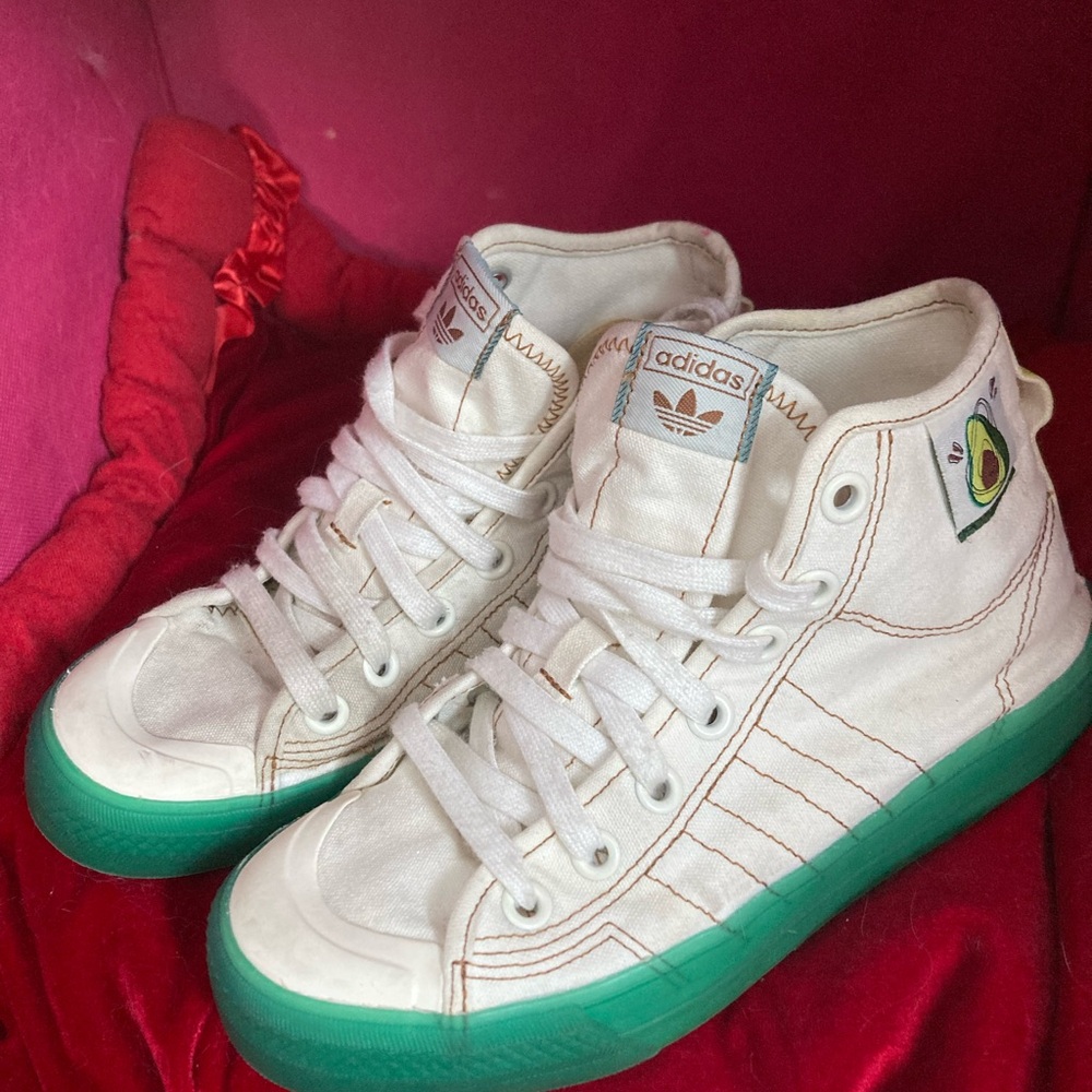 Adidas White and Green Sneakers avocado limited edition shoes